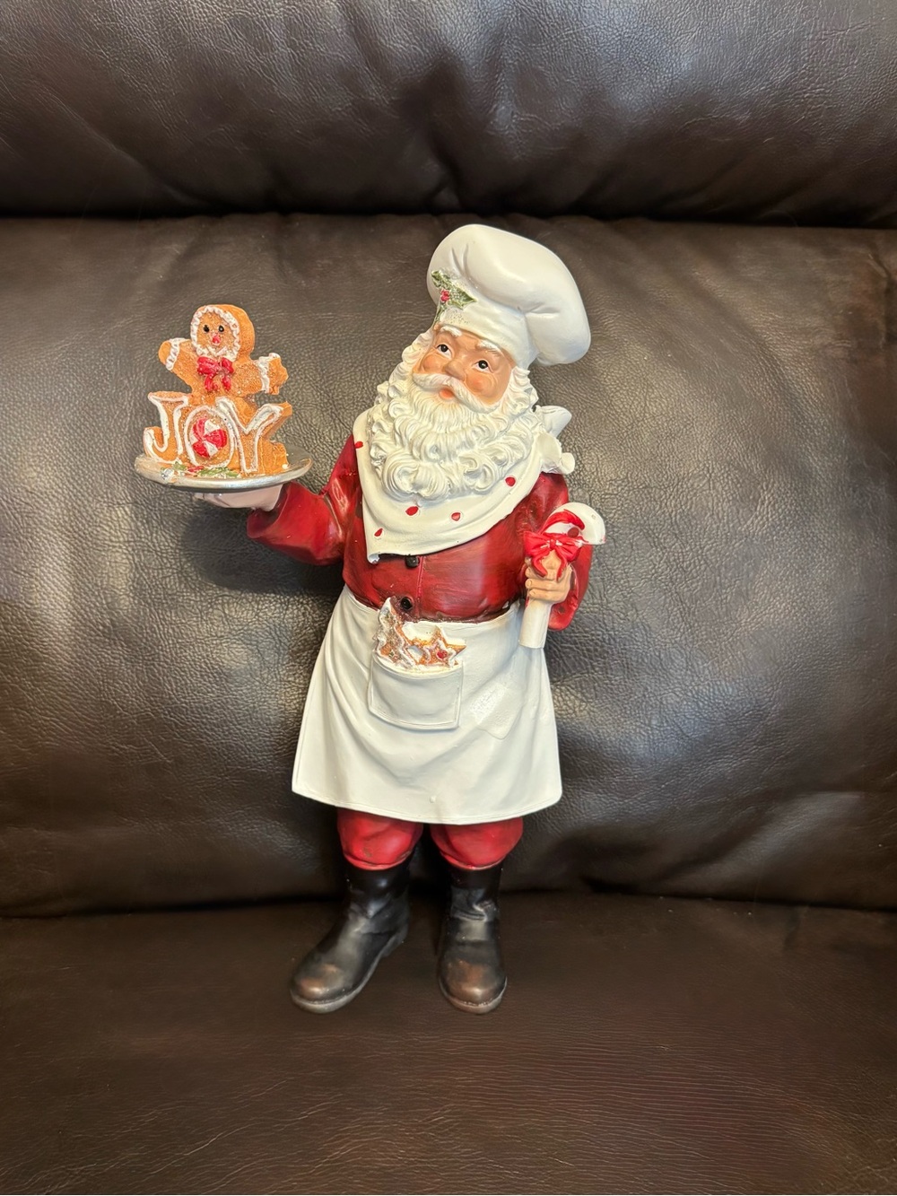 Chef Santa Cookie Baker Figurine - Red and White Holiday Décor